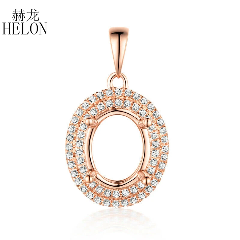 HELON Подвеска для помолвки и свадьбы с полукольцом из натурального бриллианта 0,3 карата, выполненная из твёрдого золота 14K цвета розовое золото AU585 размером 7x9 мм, модное женское ювелирное изделие.