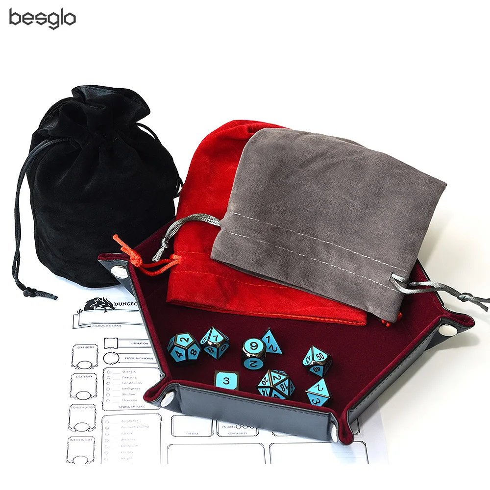 Drawstring Velvet Dice Bag Double-Layer for Packing Gift Jewelry Coin Storage Trinkets Red Black Gray | Спорт и развлечения