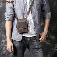 retro crazy horse cowhide mens small chest bag casual high quality genuine leather outdoor daily light shoulder crossbody bags