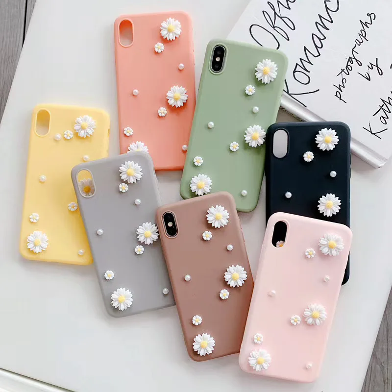 

ins Cute 3D Pearl Daisy Soft Phone Case For Redmi Note 3 4 5 6 7 8 9 4X 5Pro 5A Prime 6Pro 7Pro 7S 8Pro 8T 9Pro 9S Pro Max Cover