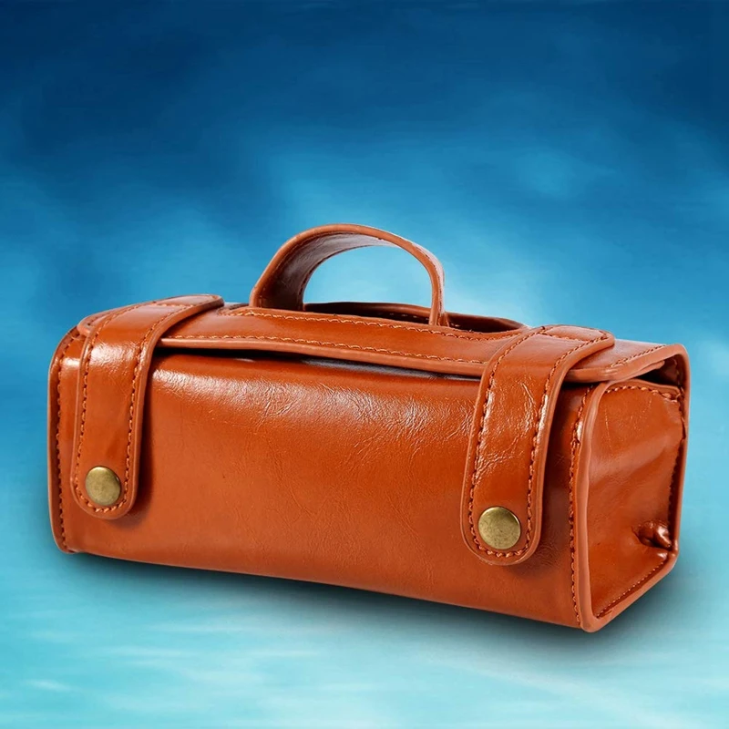 Brown PU Leather Men's Cosmetic Pouch Fashion Waterproof Shaving Brush Razor Travel Toiletry Bag | Дом и сад
