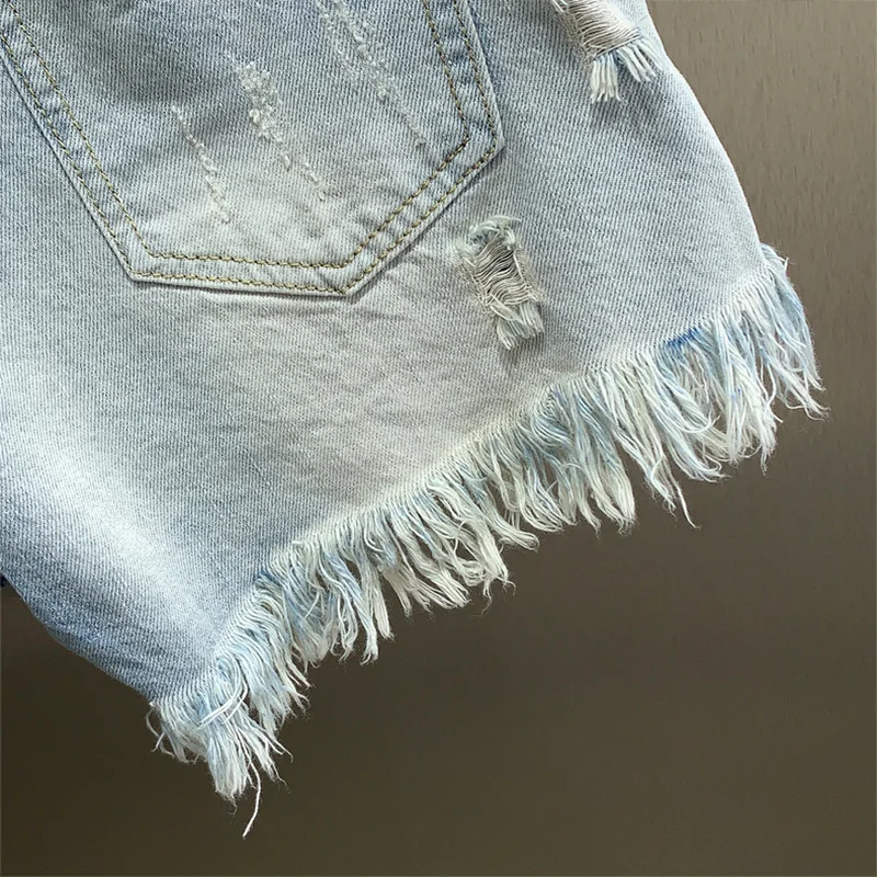 Шорты женские джинсовые с заплатками повседневные свободные штаны трапеция