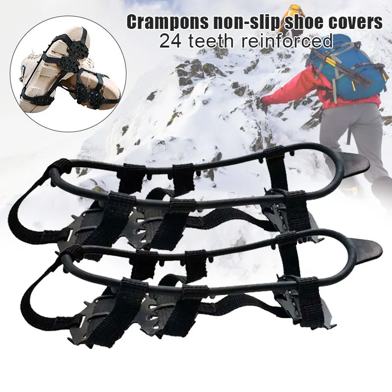 

24 Teeth Ice Crampons Winter Snow Boot Shoes Ice Gripper Anti-skid Ice Spikes Snow Traction Cleats Camping Equipment Tools