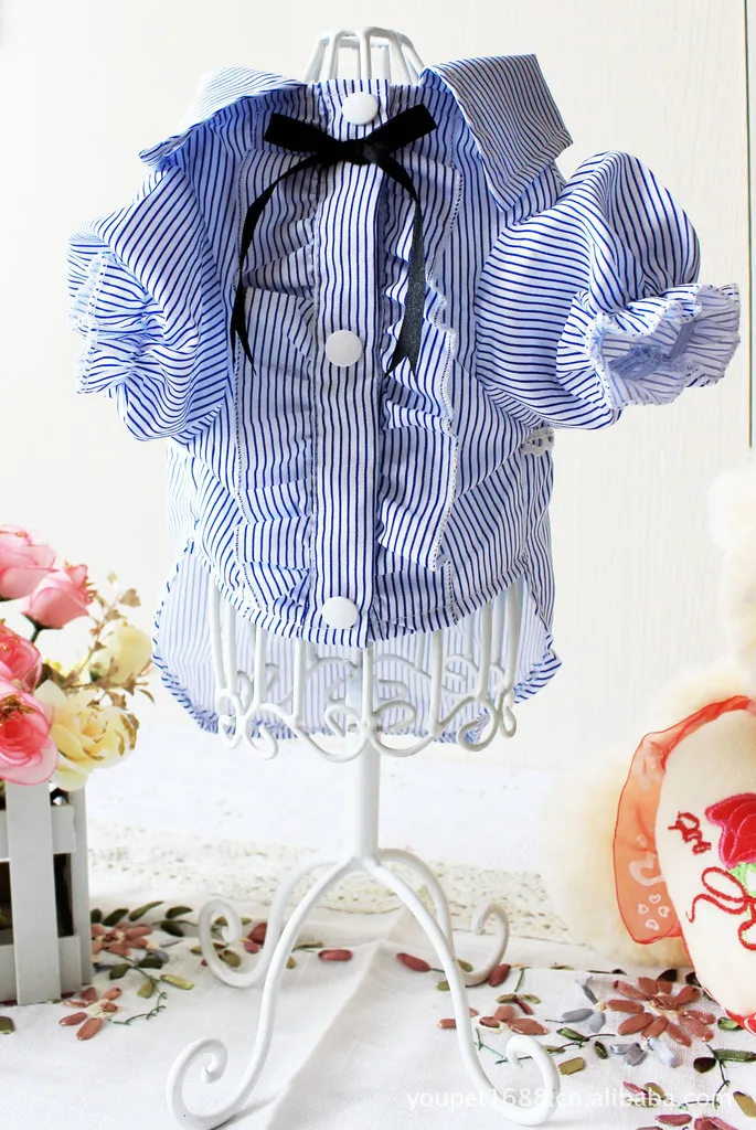 

Pet Clothes Puppy Clothes Pet Clothes Teddy Dog Cat Clothes Spring and Summer Korean Striped Shirt Shirt Giide To Pet Cats