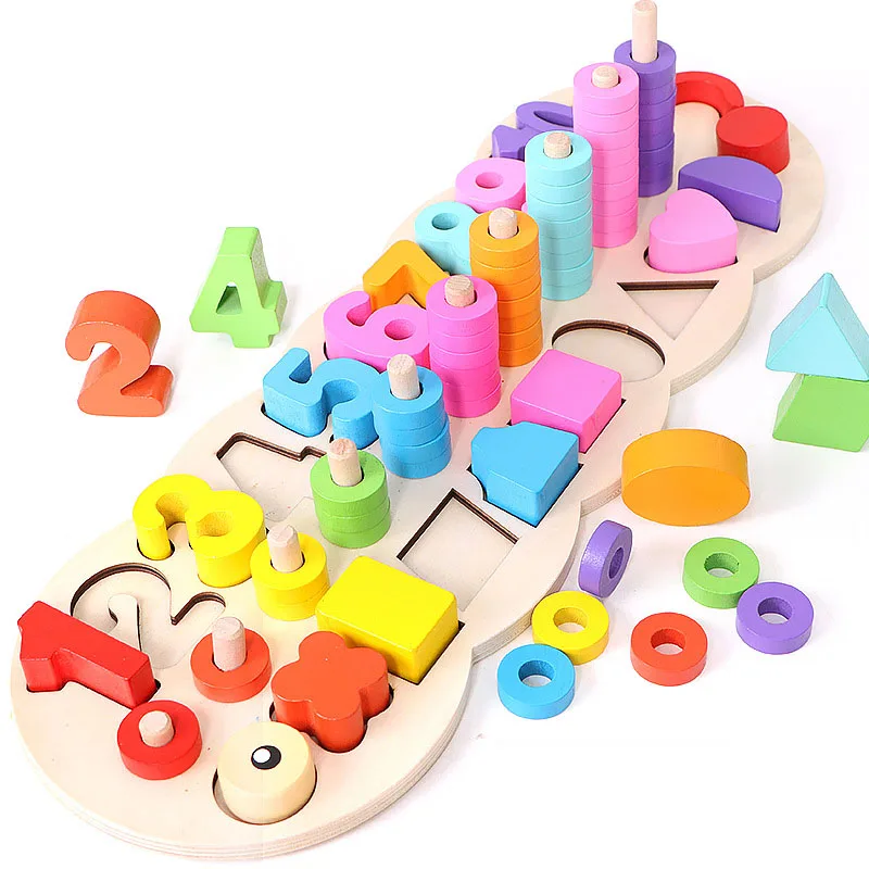 

Children Wooden Toys Montessori Materials Learn To Count Numbers Matching Digital Shape Match Early Education Teaching Math Toys
