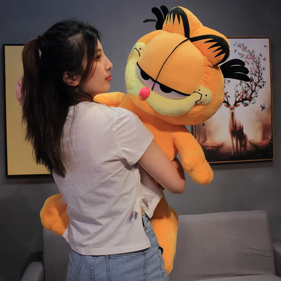 Огромная милая плюшевая игрушка в виде кота Гарфилда 80 см супермягкая мультяшная