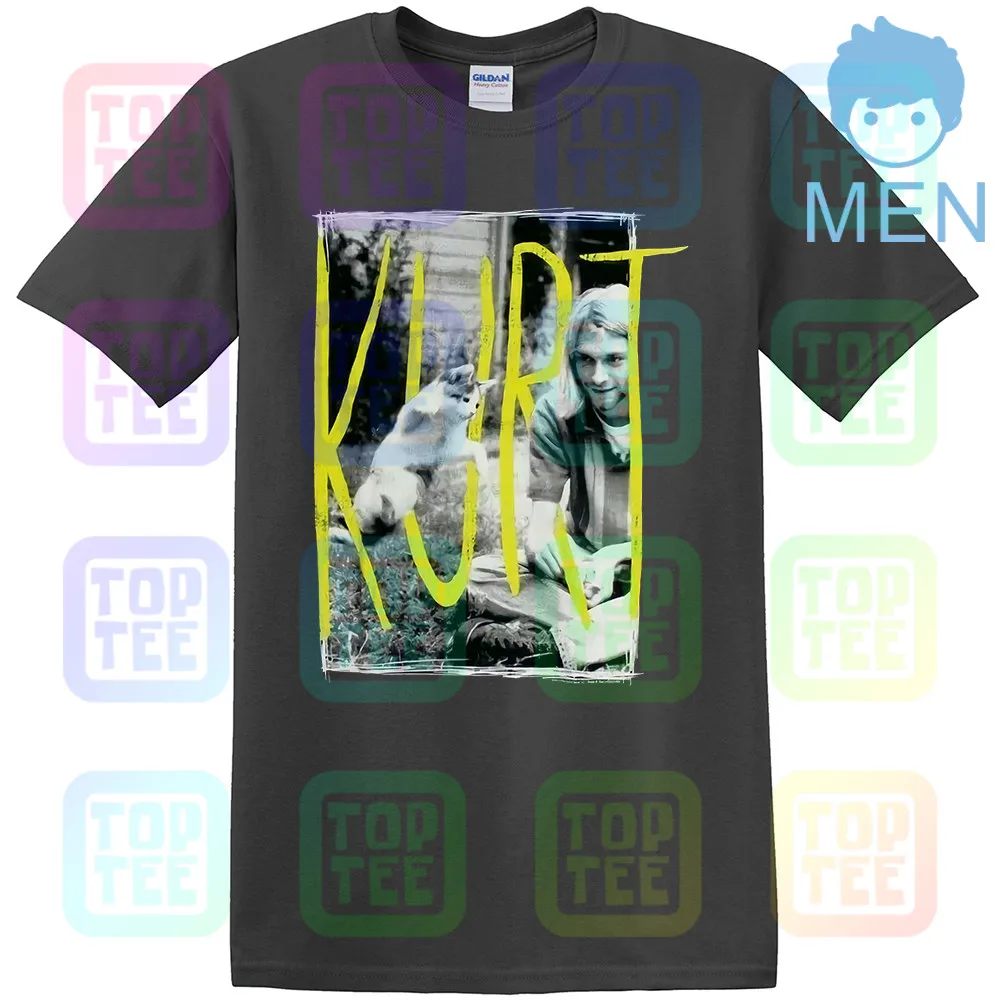 MEN-DARK GRAY Kurt Cobain& Kitten Cat 90s Icon Nirvana черная футболка Новинка! Панк гранж(3D5 - Цвет: MEN-DARK GRAY