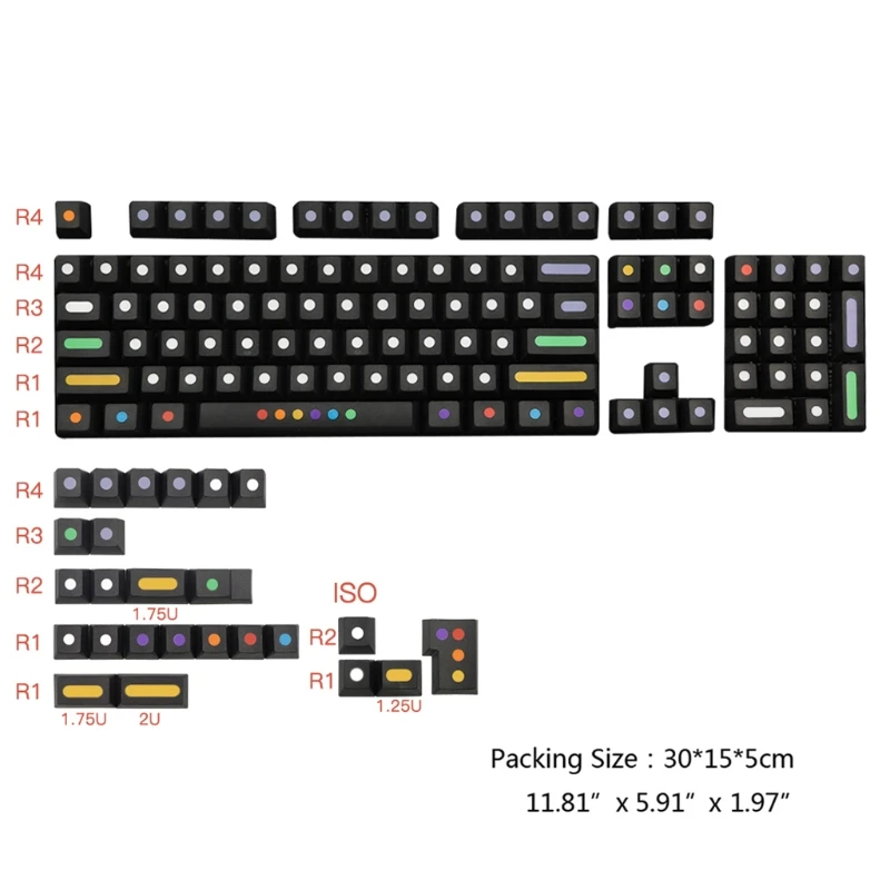 

69HA 129Keys/set Cherry Profile Dots Keycap PBT 5 Sides Dye Sublimation Key for Mechanical Keyboard iso Key MX 61/87/104