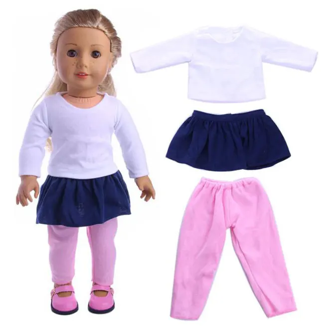 White Shirt 3Pcs 4 шт./компл. Соединенные Штаты куклы девушки комплект одежды зимнее пальто для девочек платье с юбкой-пачкой+ леггинсы для девочек 18 дюймов комплект кукольной одежды подходит 43 см для ухода за ребенком для мам, детские куклы - Цвет: White Shirt 3Pcs