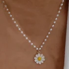 Женское ожерелье с подвеской в виде цветка маргаритки