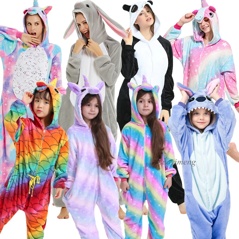 Пижама с единорогом Kugurumi пижама животным для женщин и детей зимняя ночная
