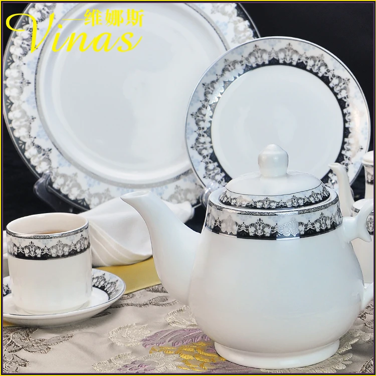 Европейский стиль керамический набор посуды Золотая инкрустация фарфоровая