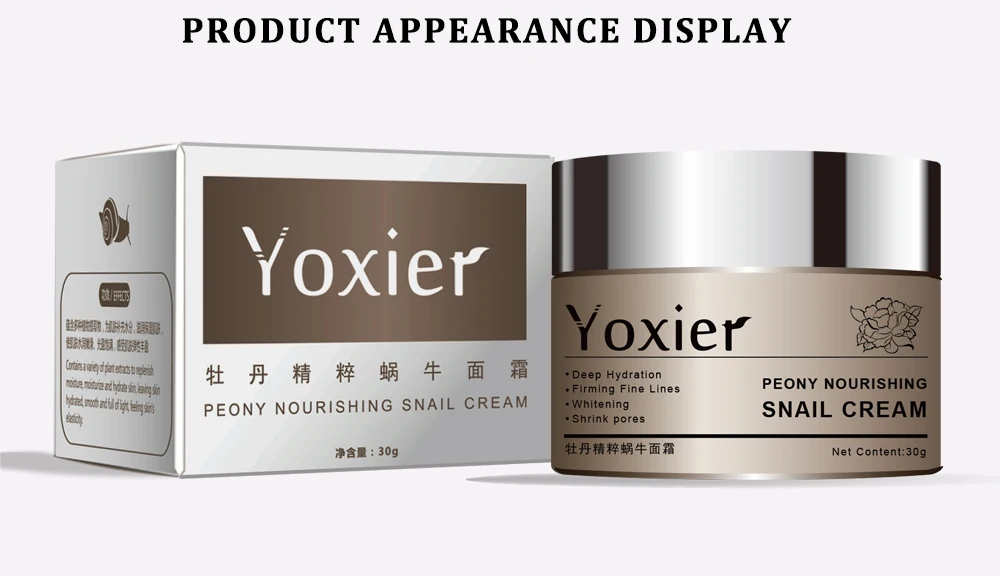 

Yoxier 3Pcs/Lot Peony Nourishing Snail Cream Anti-Aging Face Cream Wrinkle Whitening Moisturizing Oil Control Skin Care