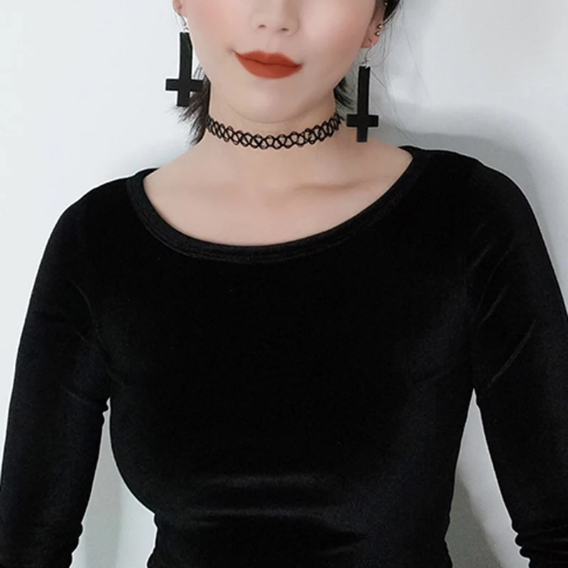 

Punk Gothic Black Women Earrings Acrylic Inverted Cross Drop Earrings Fashion Exaggerated Hip Hop Earrings For Men Jewelry