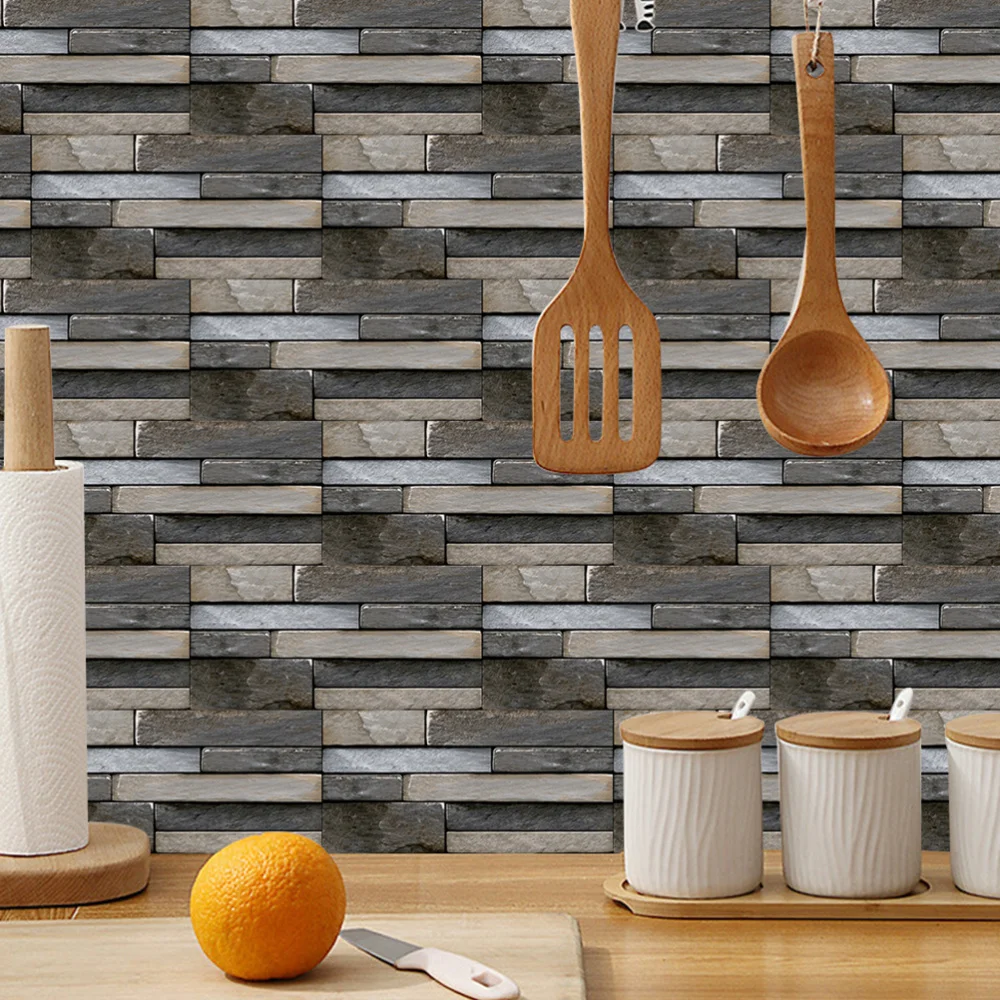 

6 Sheets Kitchen Waterproof Stickers Decorative Wallpaper Oilproof Stickers