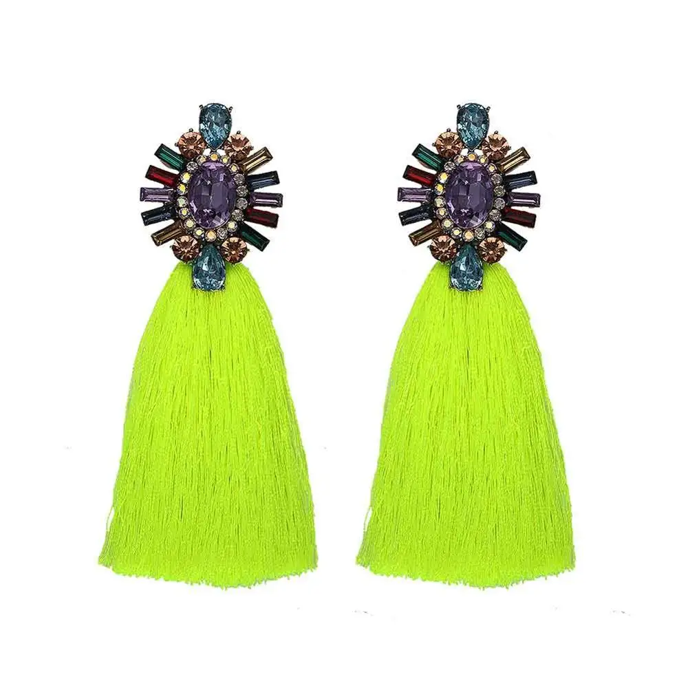Dvacaman, Кристальные серьги с бахромой, Boho, ЭТНИЧЕСКАЯ подвеска, висячие серьги для женщин, вечерние, свадебные Висячие серьги, массивное ювелирное изделие - Окраска металла: 8