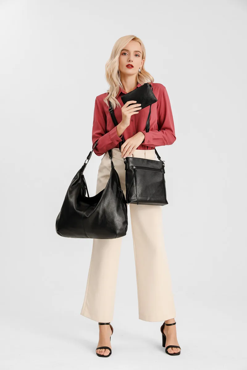 

Women's 2021 New Trend Mother-Child Bag Set Of Three Single Shoulder Slung Handbag Soft Pu Ladies Bag