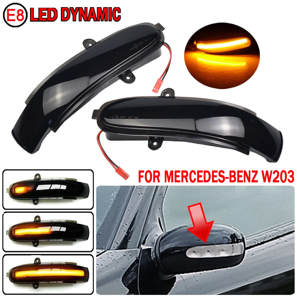 

2pcs For Mercedes Benz C W203 (2000-2007.04) LED Dynamic Turn Signal Light Side Mirror Blinker Sequential Lamp