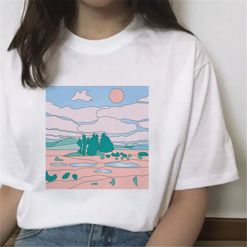 The Great Wave футболка для женщин гранж футболки tumblr Harajuku милые с коротким рукавом