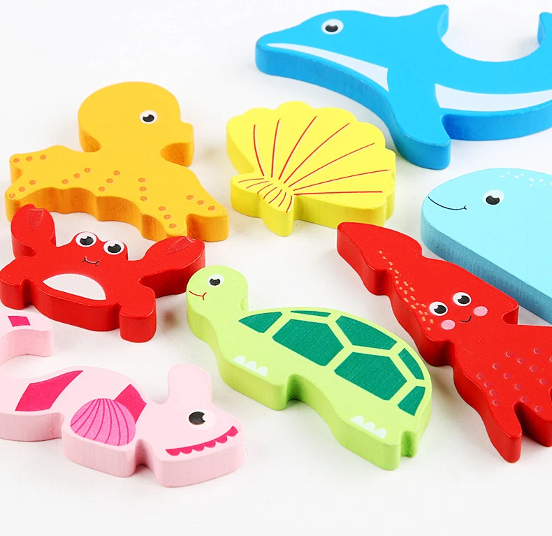 3D деревянные пазлы сделай сам для детей Мультяшные животные фруктовый