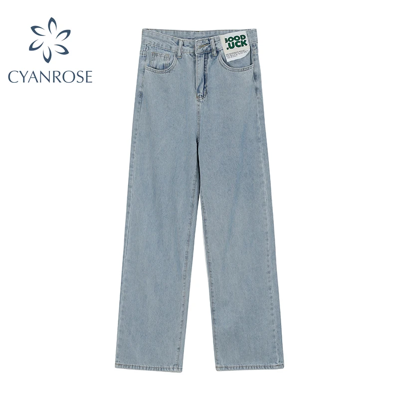 

2021 Autumn Y2k Loose Design High Waist Jeans Women Korean Style Streetwear Straight Tube Casual Wide Leg Denim Pants Female