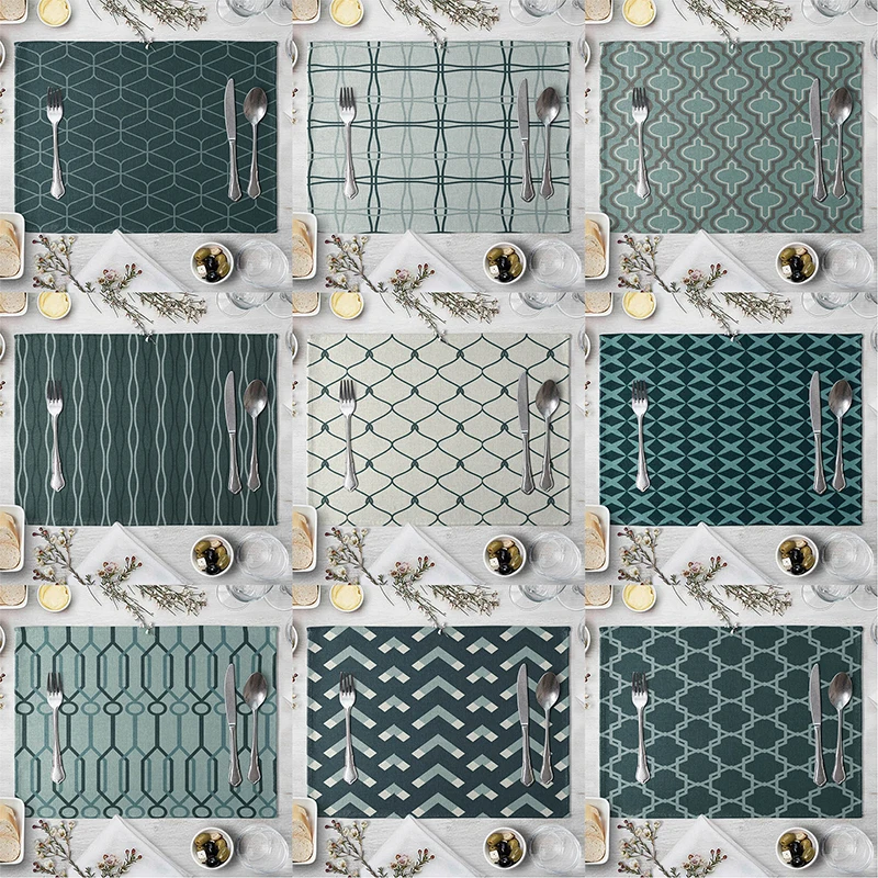 1 шт. сине белые геометрический узор обеденный стол коврик Чай каботажное судно