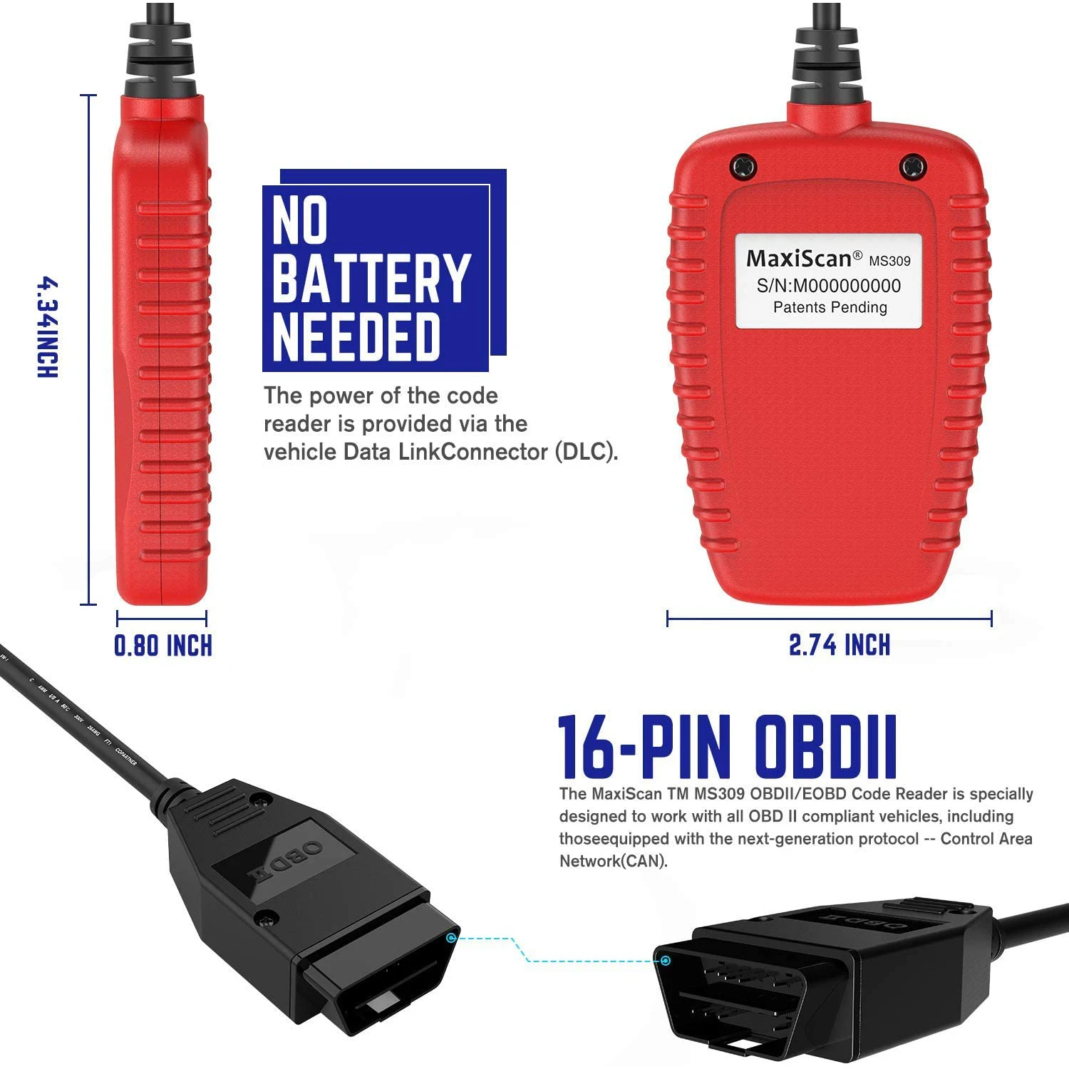 Maxican MS309 сканер считыватель кодов неисправностей Сканер диагностический Сброс
