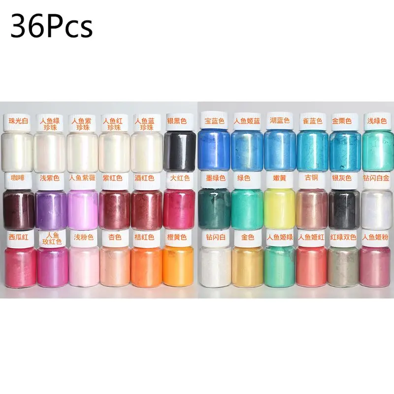 

36pc Mermaid Pearlescent Powder Dropping Glue Resin Natural Mica Mineral Powder