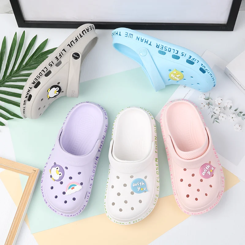 

Women Sandals 2021 Summer Ladies Beach Green Crocse Garden Shoe Croc EVA Lightweight Sandles Flat Unisex Colorful Shoe Sandalias