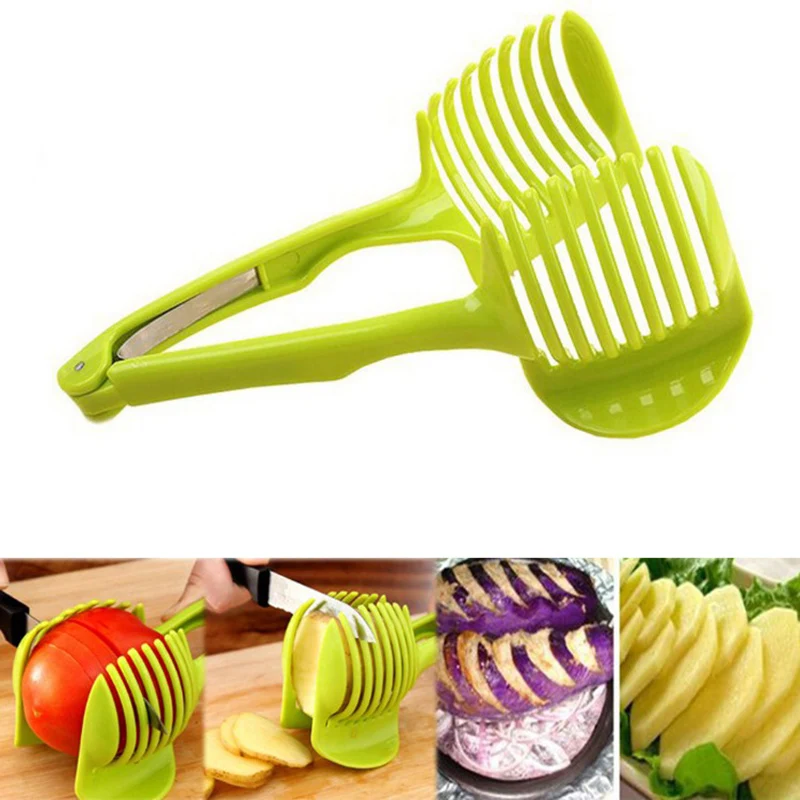 

Onion Holder Potato Tomato Slicer Stainless Steel Vegetable Fruit Cutter Safety Cooking Tools Accessories Handy Kitchen Gadgets
