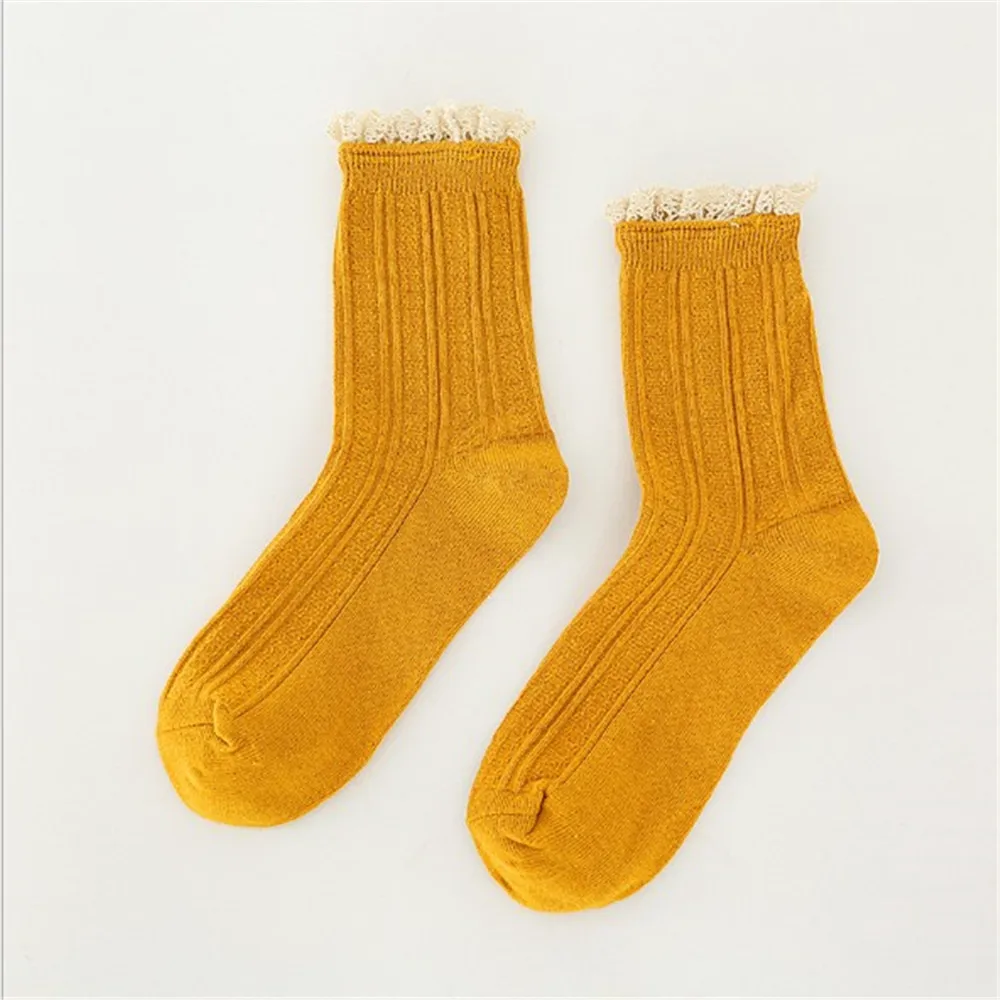 

Women's Spring And Autumn Socks Japanese College Style Small Lace Socks Sweat Absorbent Cotton Socks Autumn And Winter Terry