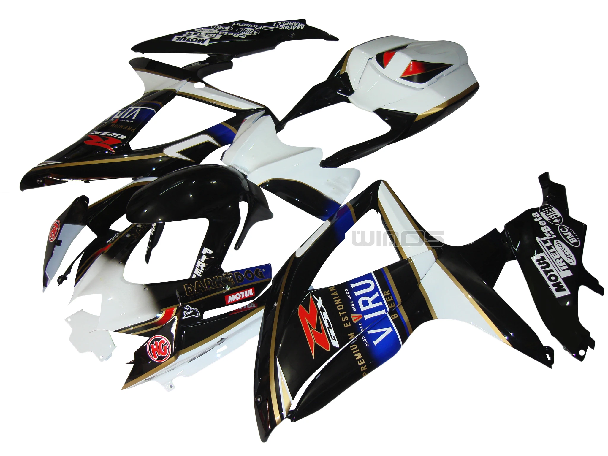 

ABS Plastic Fairing Kit for Suzuki GSXR600/R750 K8 2008 -2010 Black White Bodywork