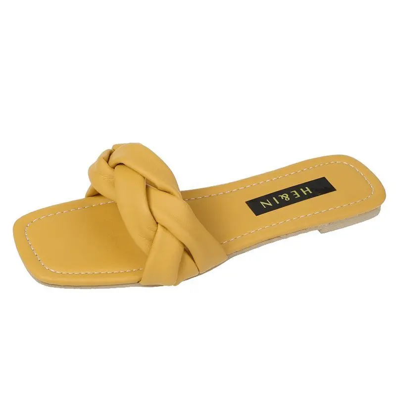 

Women Beach Slippers Summer Slippers Sandals Flats 2021 Fashion Ladies Slates Leather Slides Soft Flip Flops Big Plus Size