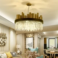 Light Luxury Crystal Glass Chandelier Modern Simple Living Room Dining Room Cafe Creative Crystal Round Hanging light fixture