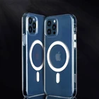 Прозрачная Магнитная Противоударная задняя крышка для iPhone 11 12 13 Pro Max Mini XS Max XR 7 8, прозрачный чехол-бампер для Magsafing