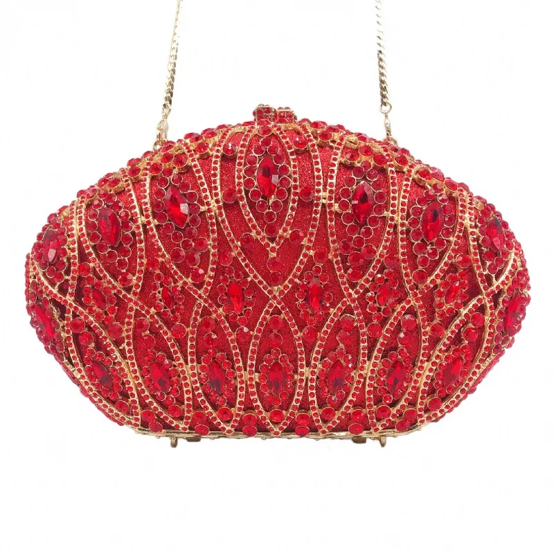 

XIYUAN Women Green Red Pink Crystal Evening Clutch Bags Party Cocktail Rhinestone Lady Handbags Bridal Wedding Female Gift Purse