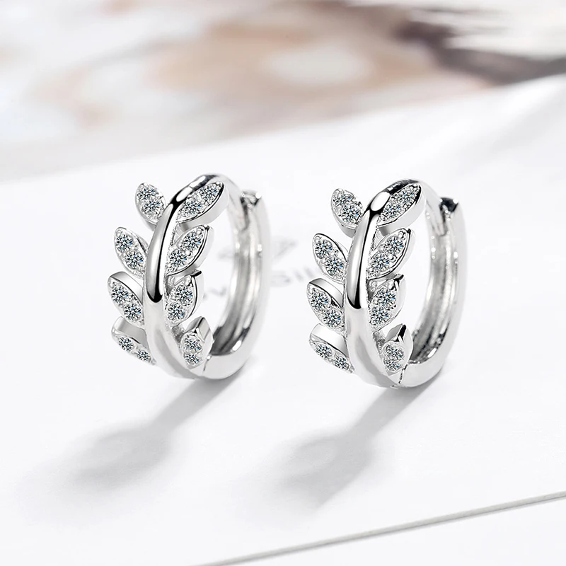 

Earrings buckle tide inlaid zirconium women temperament leaf earrings fashion ear decoration accessories