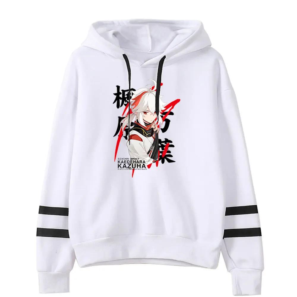 

Толстовка с капюшоном Genshin Impact kaedeхара Kazuha с параллельными полосками, осенне-зимние пуловеры с капюшоном и надписью для молодых людей, 2021