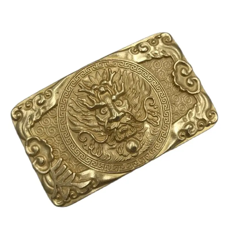 

Retail 2020 New High Quality 3D Dragon Solid Brass Men Belt Buckle With 80*48mm 150g Metal Cowboy Belt Head For 4cm Wideth Belt