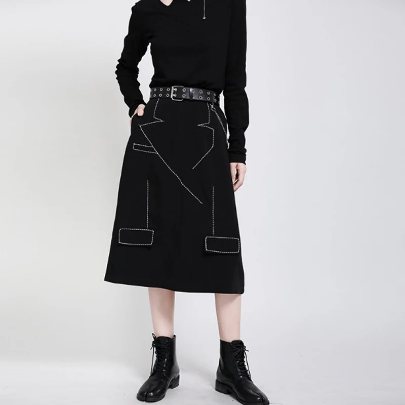 

Cultiseed Women Autumn Winter Irregular Geometric Embroidery Skirts Female New Fashion High Waist Office Work Party Long Skirts