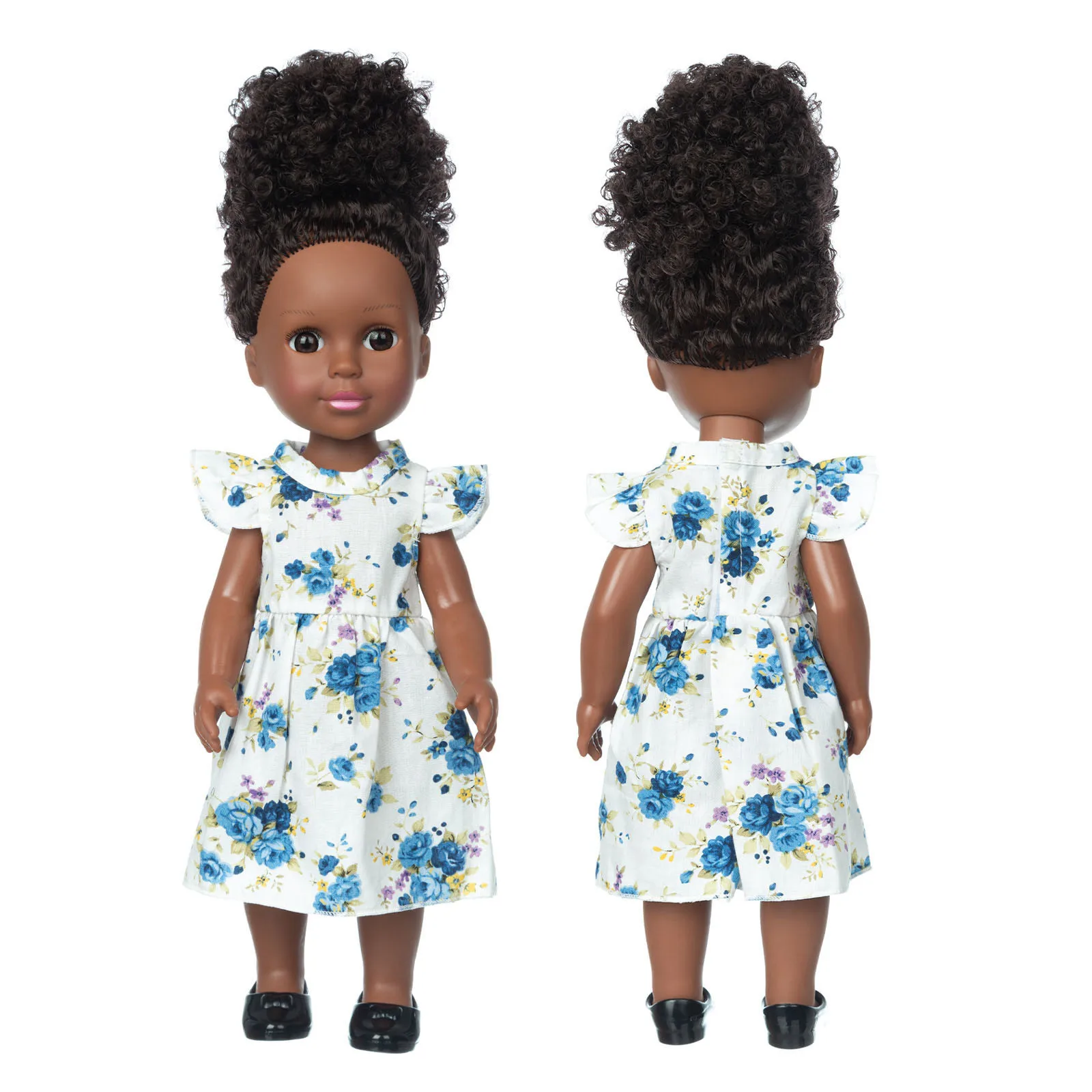 

2021 Black African Black Baby Doll Cute Curly Black 35CM Vinyl Baby Toy Early Educational Toys Models Study Learning Fun Toys