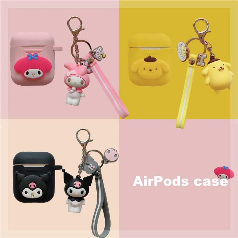 Милый мультяшный чехол для AirPods wireless oroll Melody koomi, брелок, беспроводные кожухи головных телефонов, чехол, подвеска для AirPods, 2 аксессуары