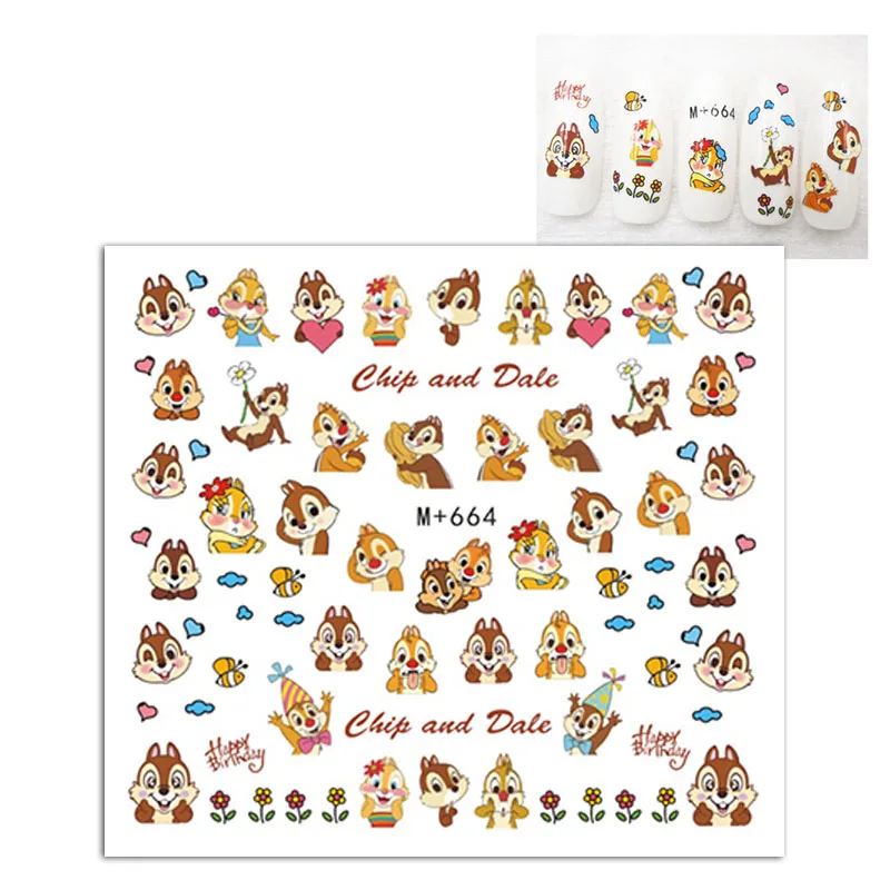 Водные Наклейки для ногтей в виде животных Disney милые летние наклейки сделай сам