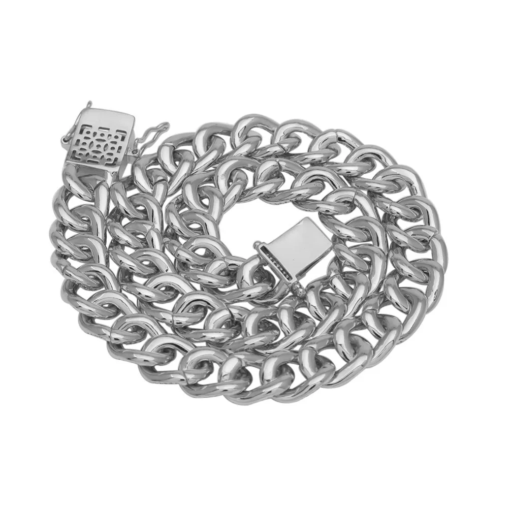 BLING KING 13 мм CZ кубинские цепи золотой зубец из США, кубинский чокер, большой замок циркониевое ожерелье кубической формы 18 дюймов 20 дюймов 22 дюйма цепь