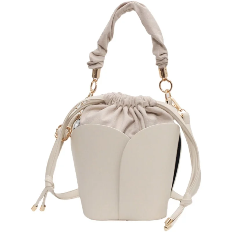 

Vintage High Quality Soft PU Leather Drawstring Bucket Crossbody Bag for Women Handbag Clutch Shoulder Purses Brand