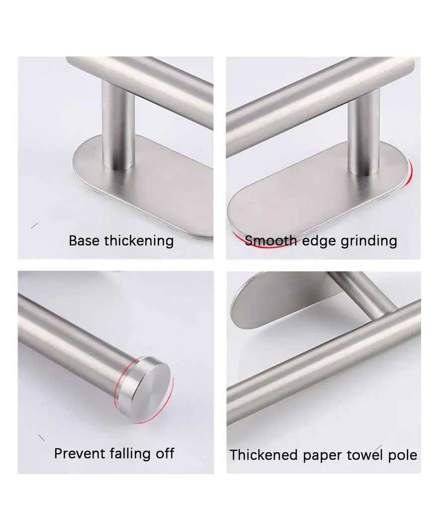 Portarrollos de ba&ntilde;o de acero inoxidable, soporte de papel higi&eacute;nico de autoAdhesive-3M, No requiere perforaci&oacute;n, fuerte adherencia e impermeable-3