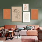 Абстрактная Геометрическая девушка линия плакат холст живопись пара для гостиной дома Куадрос Декор настенное искусство нордический минималистичный рисунок