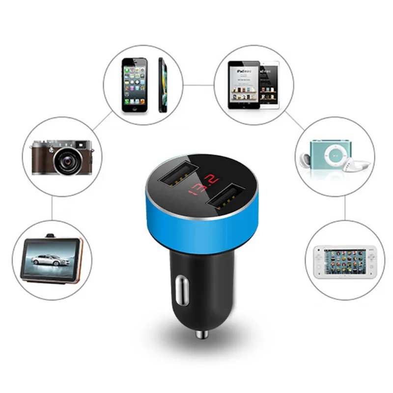 3.1A светодиодный дисплей Dual USB Автомобильное зарядное устройство для мобильного