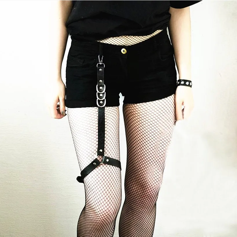 

woman New Fashion Street Punk Rock Handcrafted Leather Garter Belt Waist Thigh High Suspenders Straps Shorts Jeans belt