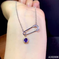 kjjeaxcmy fine jewelry 925 silver inlaid natural sapphire gemstone necklace luxury girl pendant support check hot selling